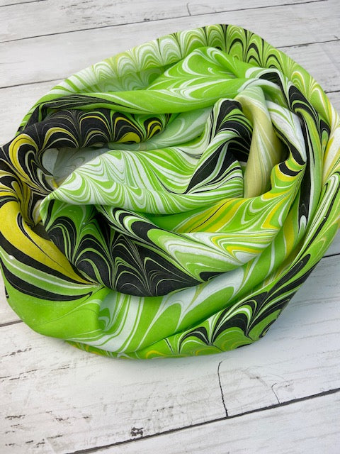 Green, Yellow and White Silk Scarf "Zoe"
