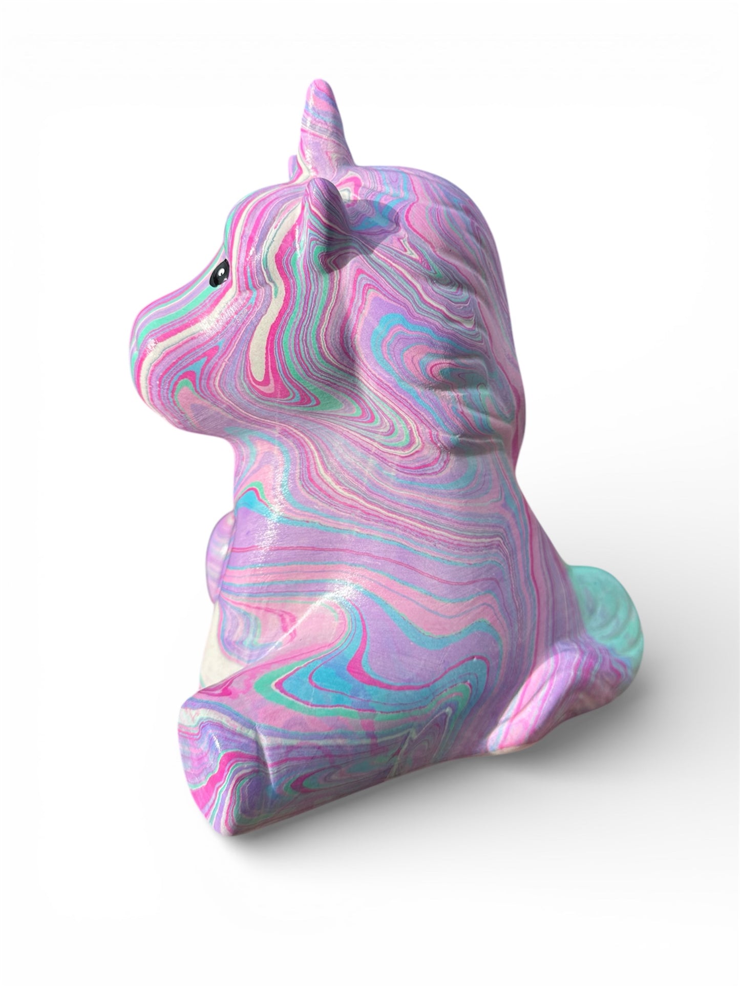 Pastel Rainbow Water-Marbled Ceramic Unicorns | Handmade Whimsical Decor
