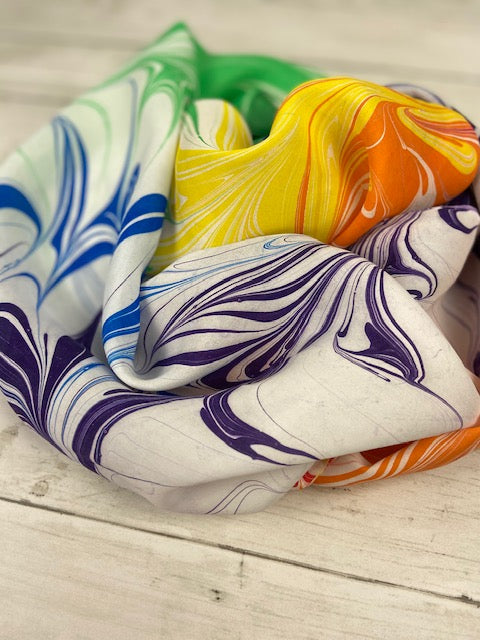 Rainbow Colors Silk Scarf "Ziva"