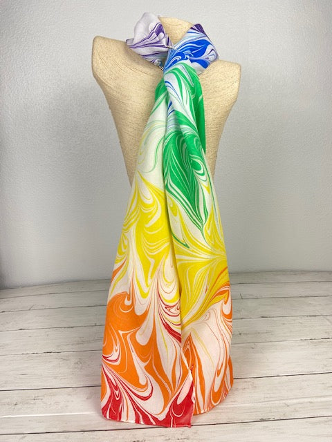 Rainbow Colors Silk Scarf "Ziva"