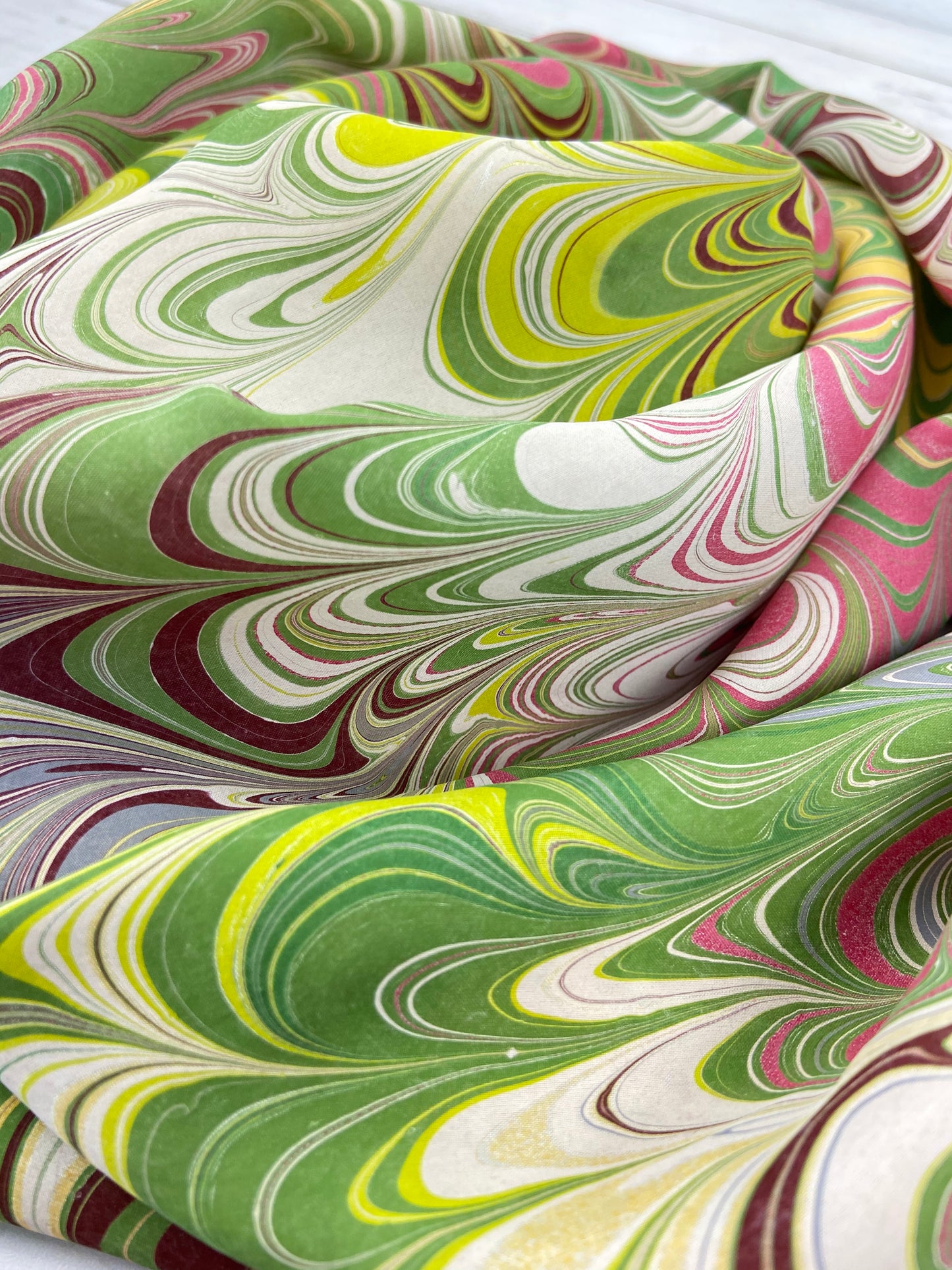 Green, Burgundy and Gray Silk Scarf "Claire"