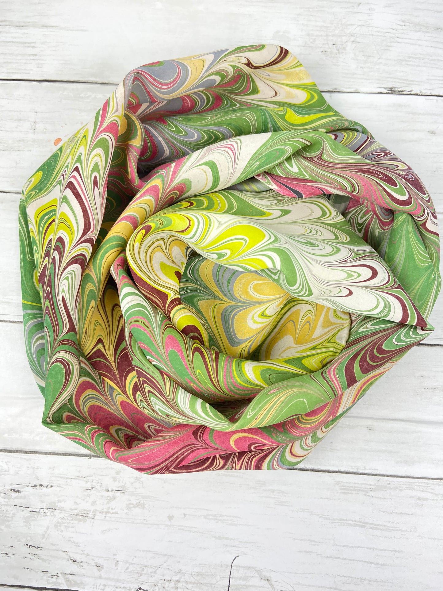 Green, Burgundy and Gray Silk Scarf "Claire"