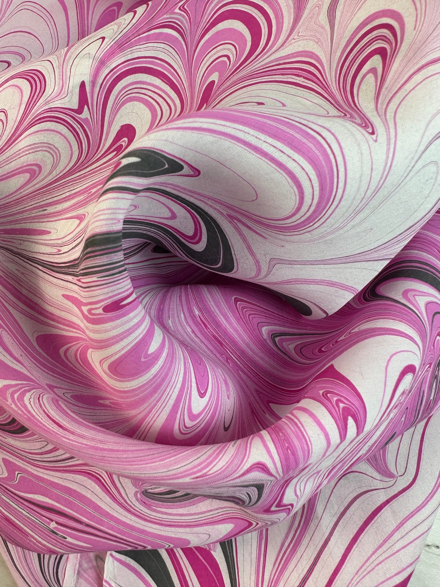 Pink, Gray and White Silk Scarf "Barbi"
