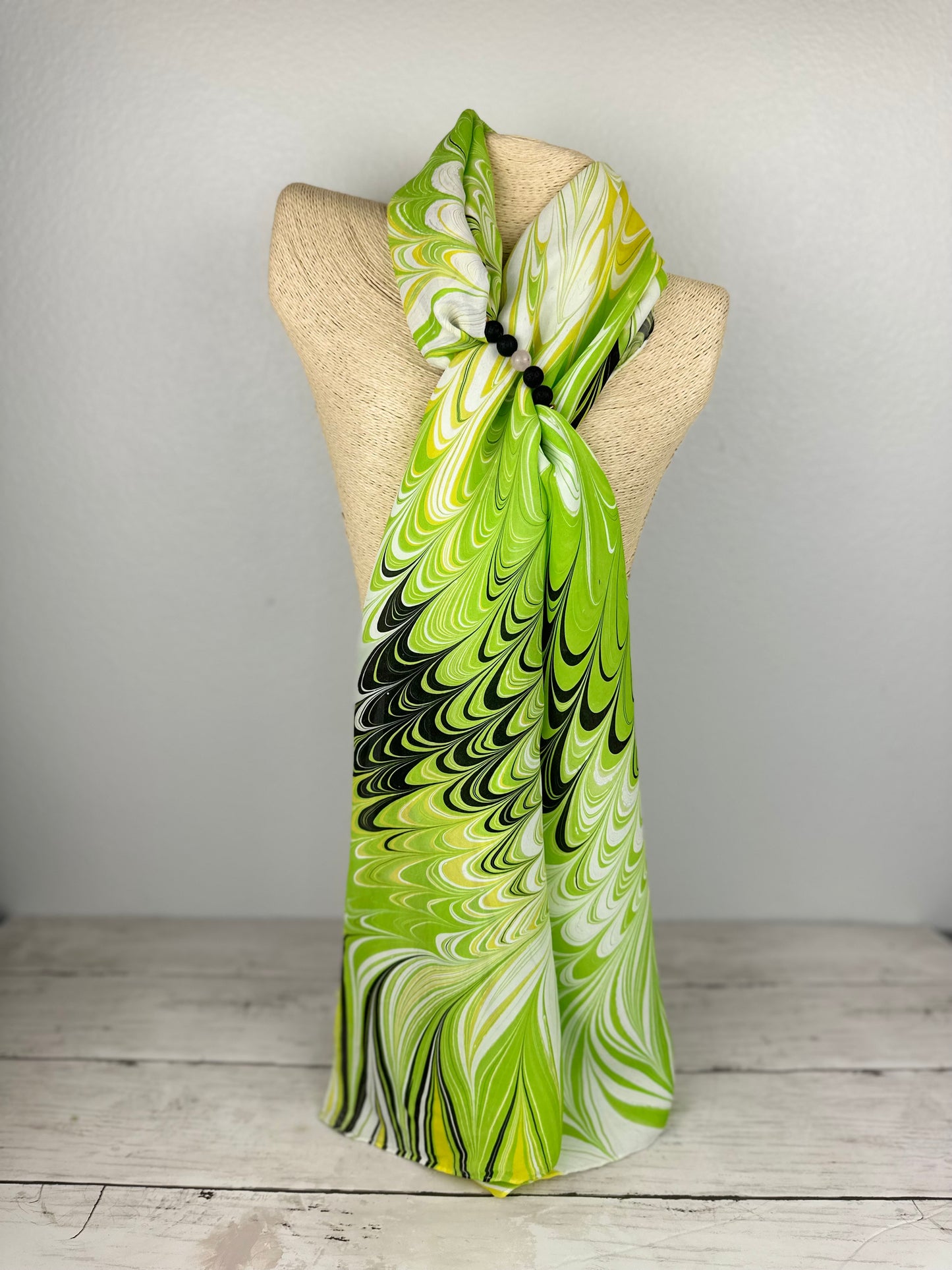 Green, Yellow and White Silk Scarf "U of O Ducks"