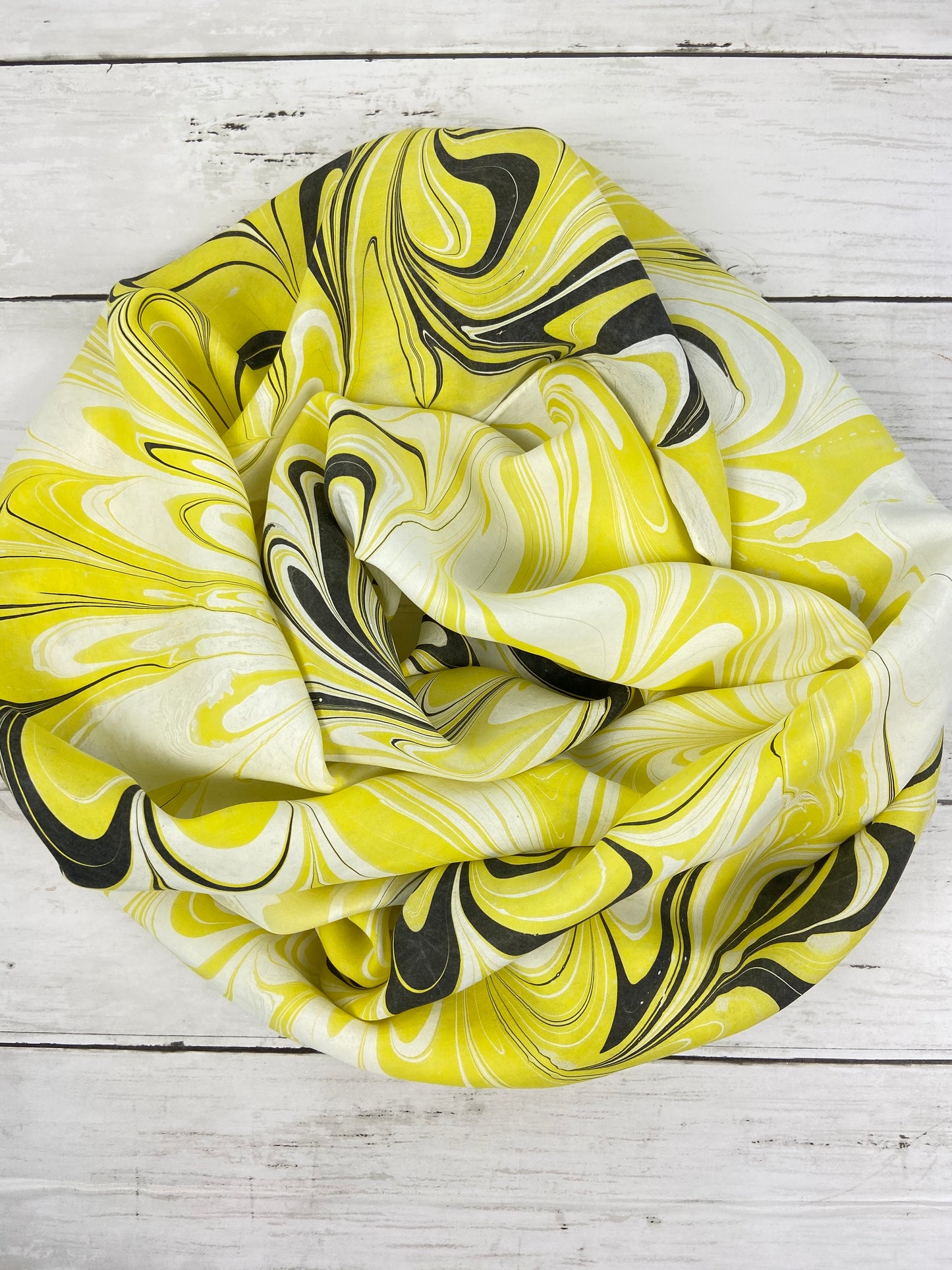 Yellow, Black and White Silk Scarf "Gilda"