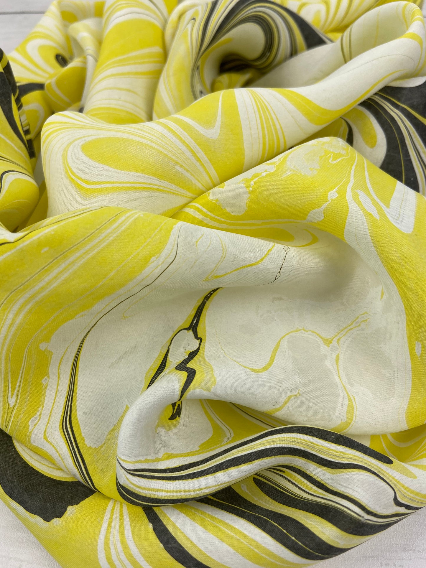 Yellow, Black and White Silk Scarf "Gilda"