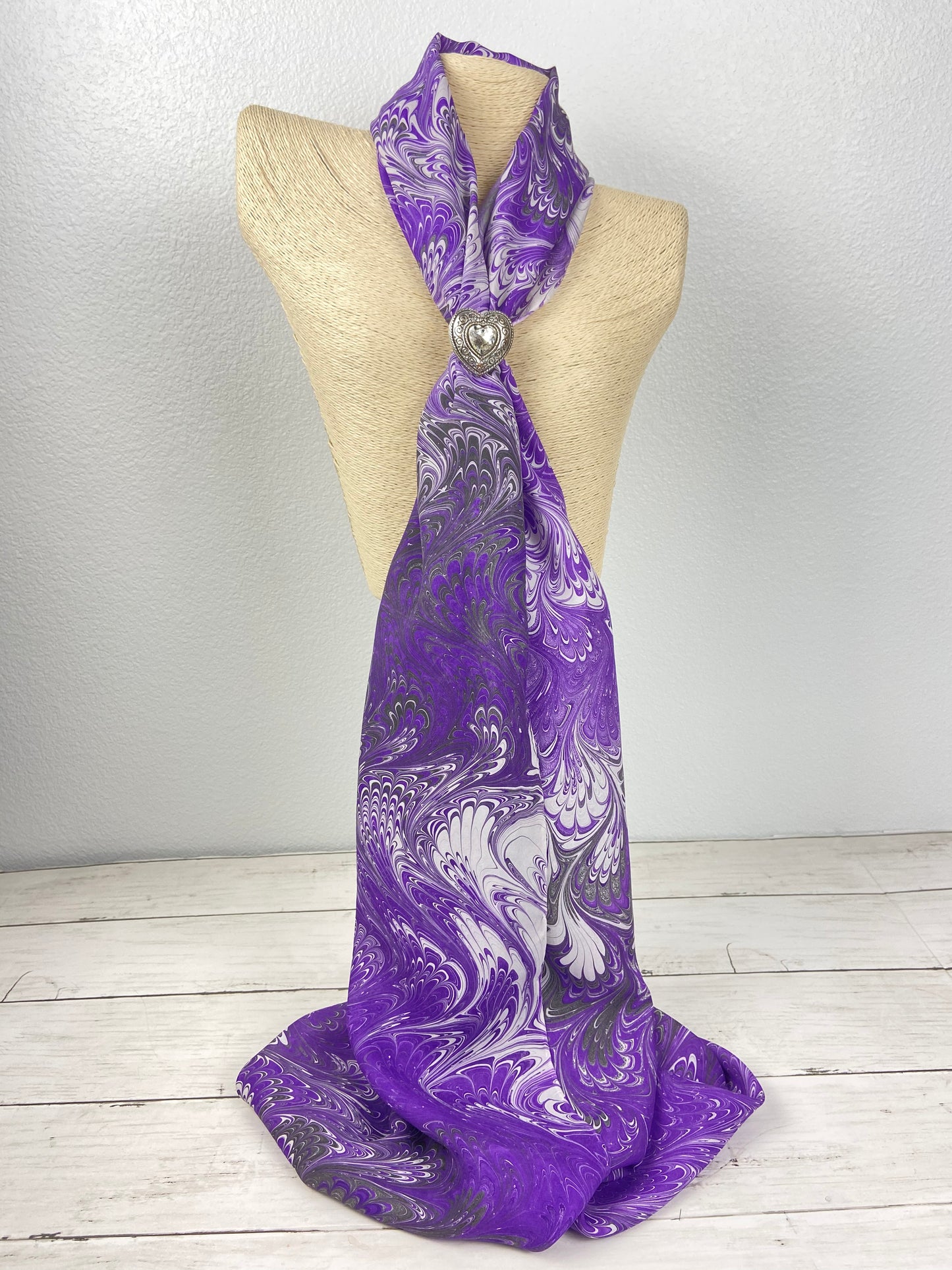 Purple, Gray and Black Silk Scarf "Adele"