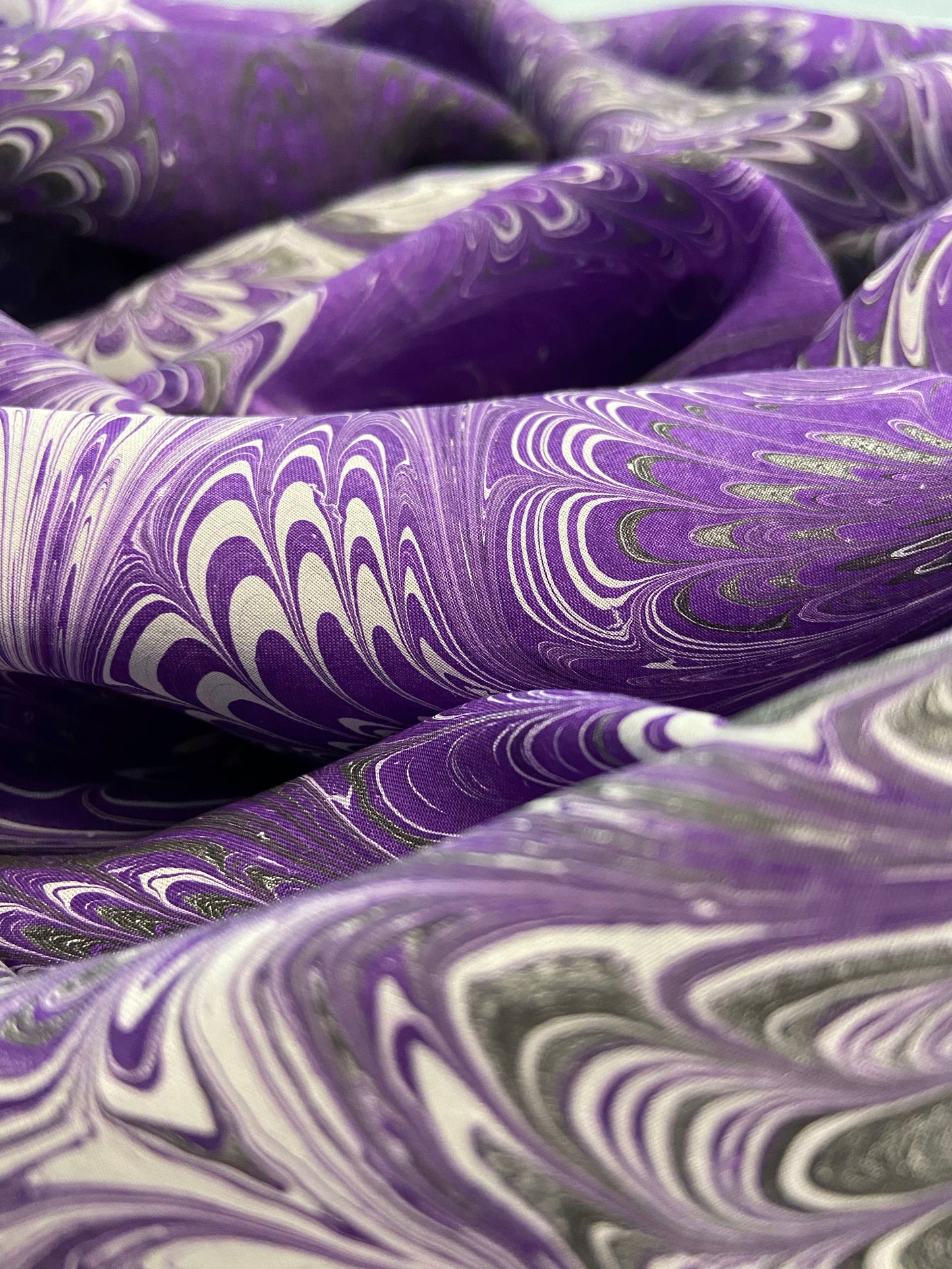 Purple, Gray and Black Silk Scarf "Adele"