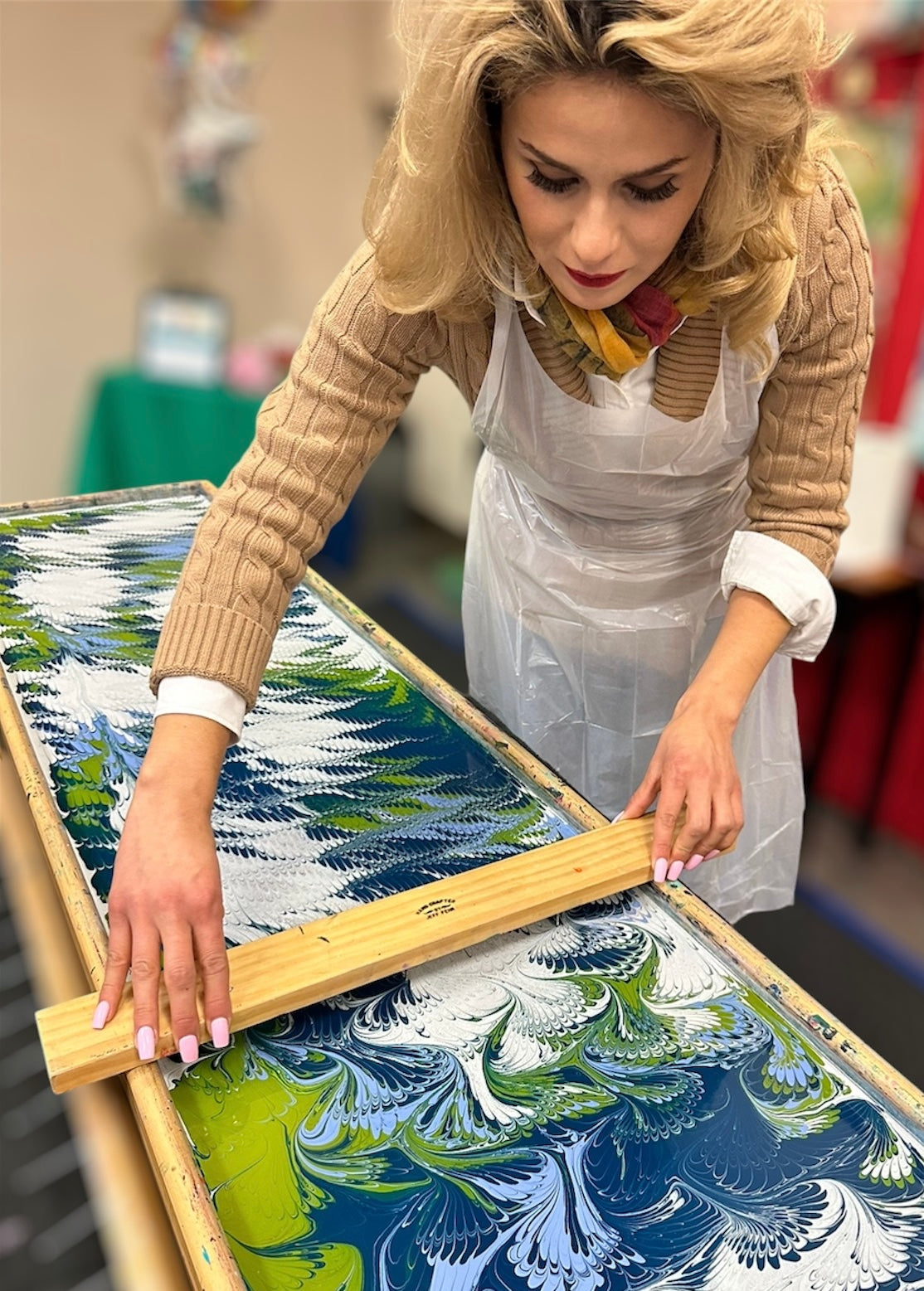 Marbling a Silk Scarf April 26