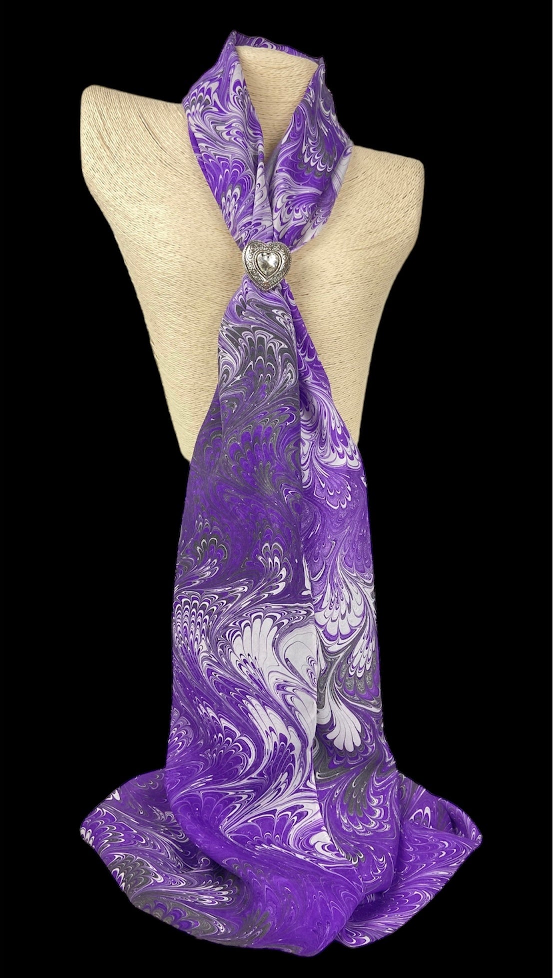 Purple, Gray and Black Silk Scarf "Adele"