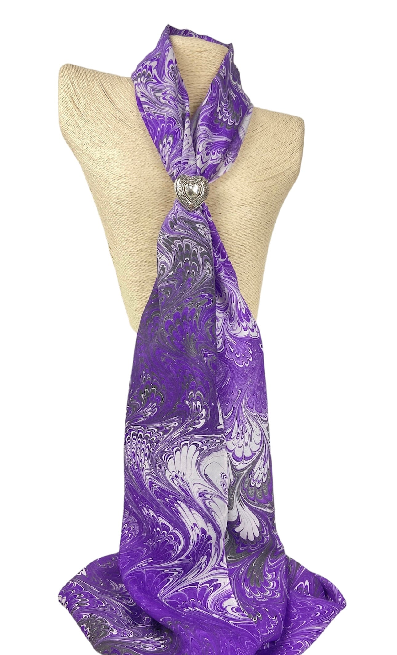 Purple, Gray and Black Silk Scarf "Adele"