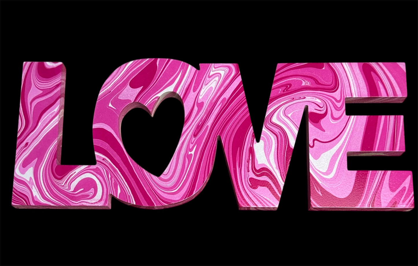 Handcrafted LOVE Marbled Sign - Bright Home Art Decor