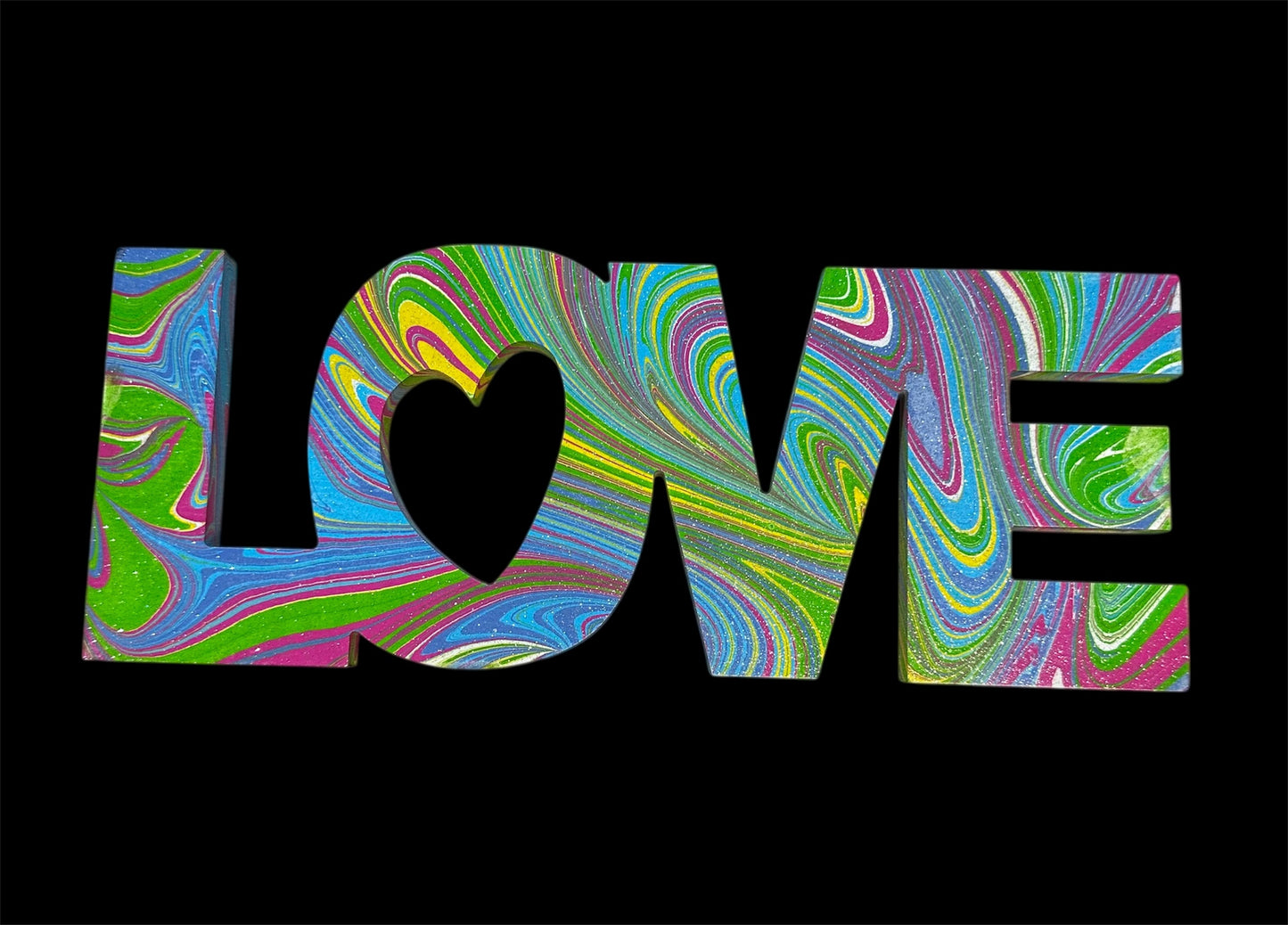 Handcrafted LOVE Marbled Sign - Bright Home Art Decor