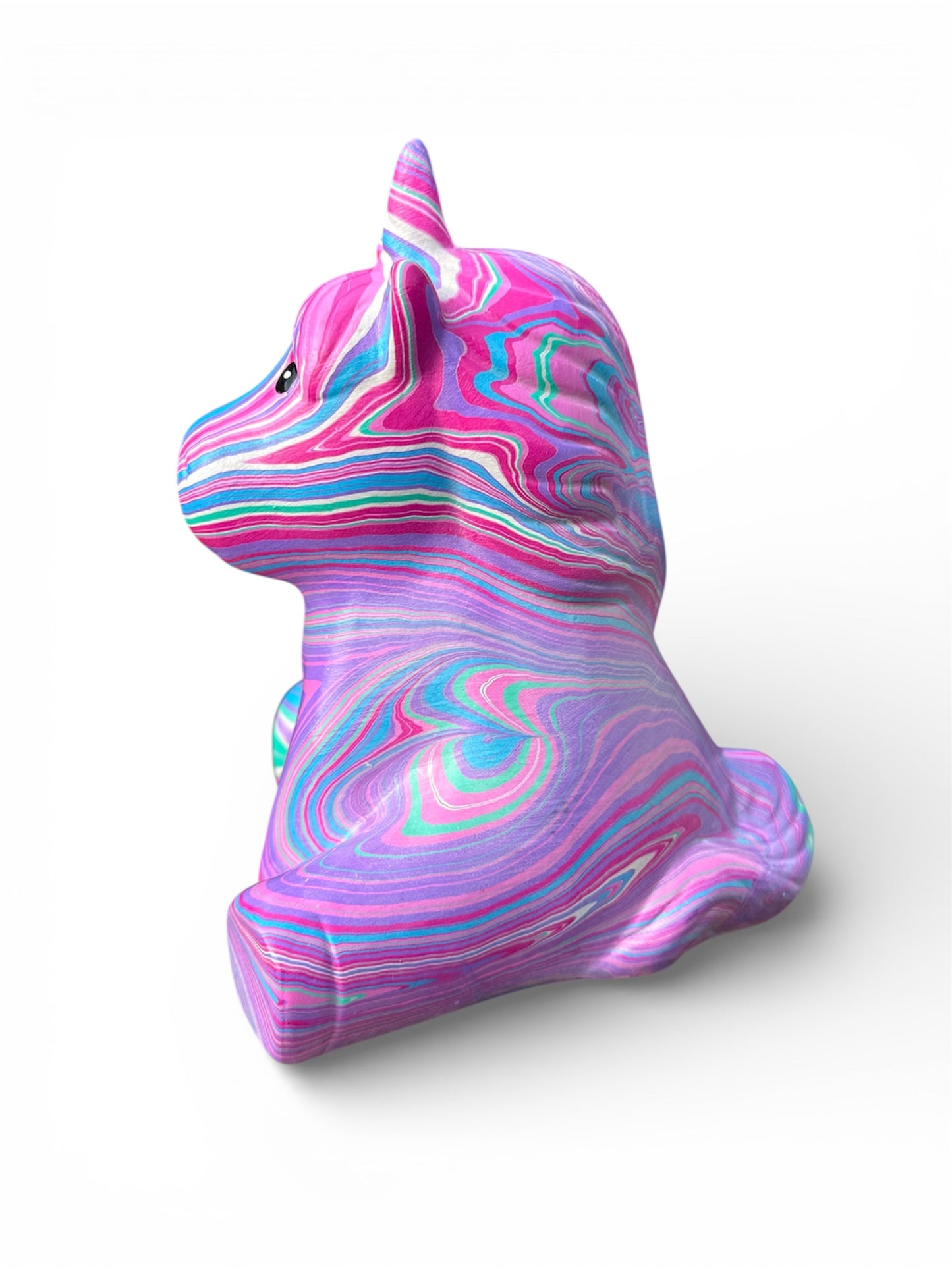 Pastel Rainbow Water-Marbled Ceramic Unicorns | Handmade Whimsical Decor