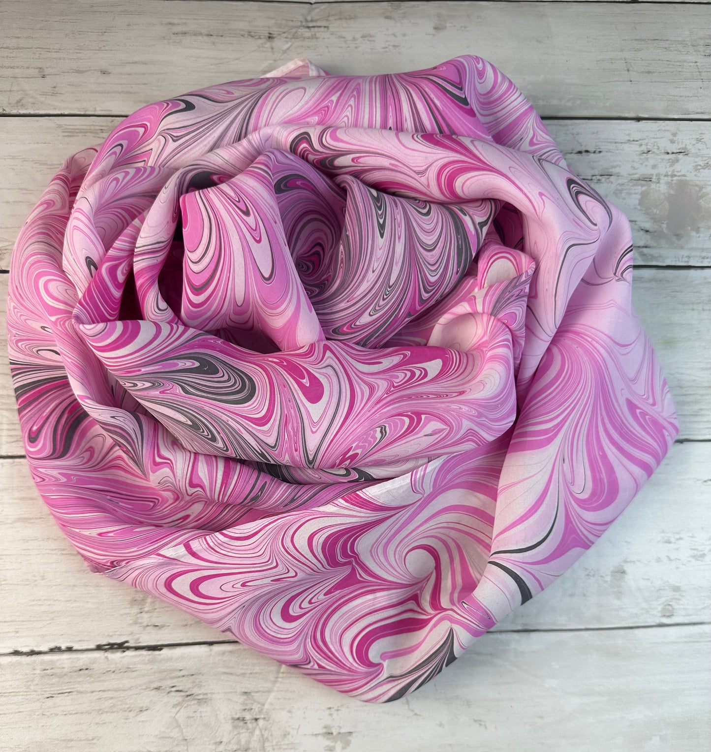 Pink, Gray and White Silk Scarf "Barbi"