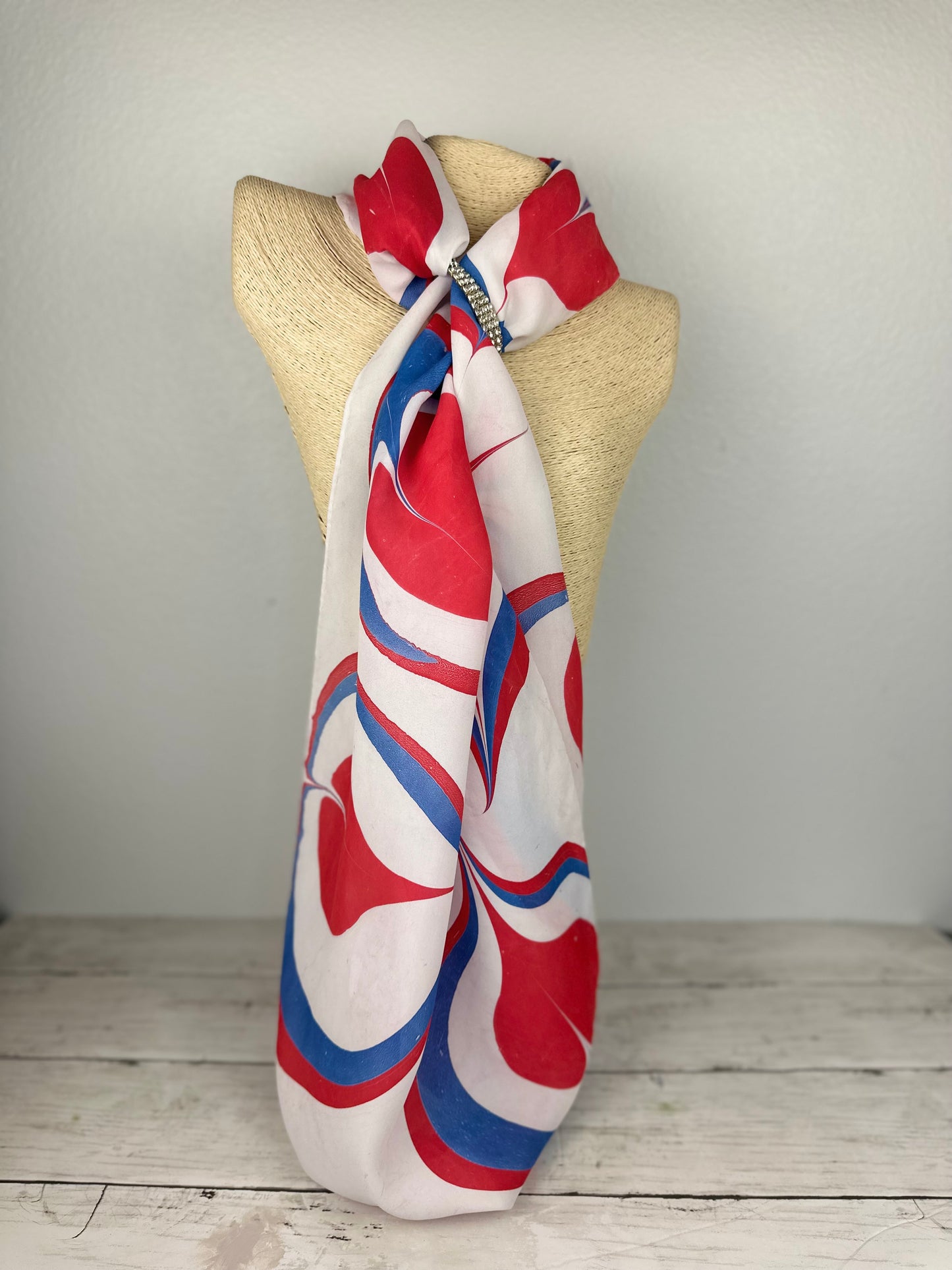 Red, White and Blue Silk Scarf "Libby"