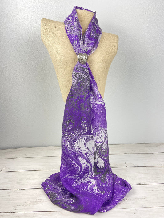 Purple, Gray and Black Silk Scarf "Adele"